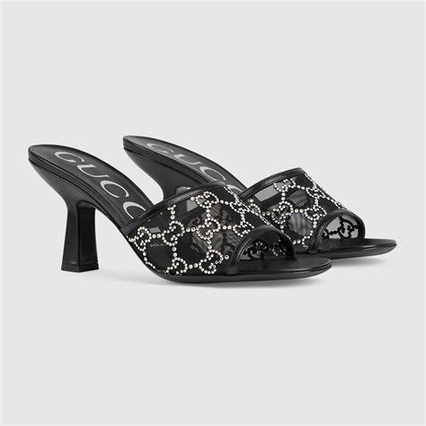 sandali neri tacco gucci|Gucci Sandalo donna con tacco Incrocio GG.